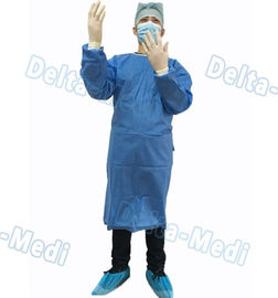 Robe chirurgicale jetable bleue, robe de chirurgien de SMS avec des serviettes de main