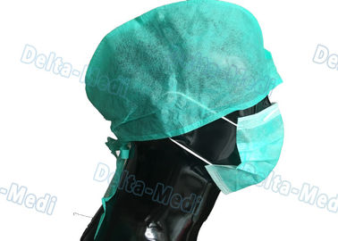 Lien non tissé chirurgical jetable médical vert de chapeaux sur le type arrière pour l'hôpital