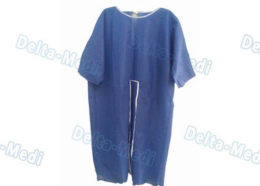 Les robes patientes jetables de douille courte confortable, isolement bleu habille la certification de la CE