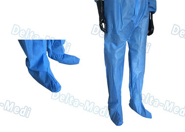 Costume jetable sûr de combinaison, combinaisons bleues jetables de SMS avec le capot/bottes intégraux