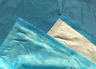 Couleur bleue jetable de draps de couture ultrasonique avec la bonne affinité de peau, preuve de l'eau, utilisation d'examen
