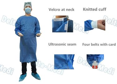 Robe chirurgicale jetable de SMMS, sang liquide imperméable avec des serviettes de main pour la chirurgie