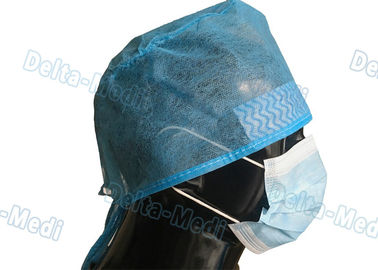 Chapeaux jetables bleus de chirurgien, chapeaux chirurgicaux jetables de pp/SMS avec le bandeau