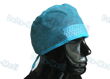 Chapeaux jetables bleus de chirurgien, chapeaux chirurgicaux jetables de pp/SMS avec le bandeau