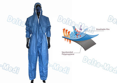 Combinaisons jetables respirables de film bleu fonctionnant l'uniforme S - XXL pour l'industrie