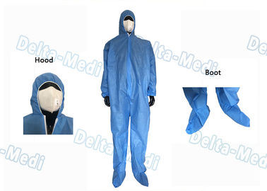 Combinaisons médicales jetables bleues, costumes jetables de travail de la classe I ultrasonique de couture
