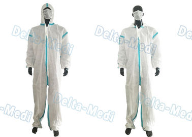 Vêtements de protection jetables de façon générale protecteurs jetables blancs de combinaisons de pp avec la rayure verte