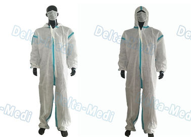 Vêtements de protection jetables de façon générale protecteurs jetables blancs de combinaisons de pp avec la rayure verte