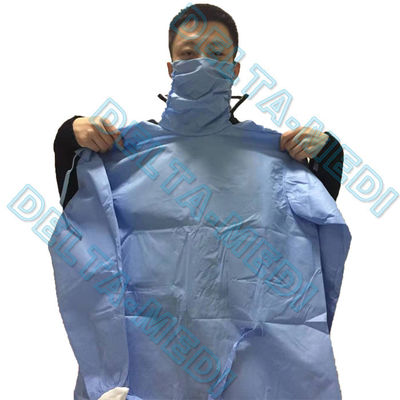 Masque intégré jetable stérile imperméable de robe chirurgicale de SMS SMMS SSMMS