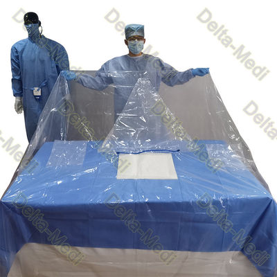 Les paquets chirurgicaux jetables de paquet vertical d'isolement avec du polyéthylène transparent drapent