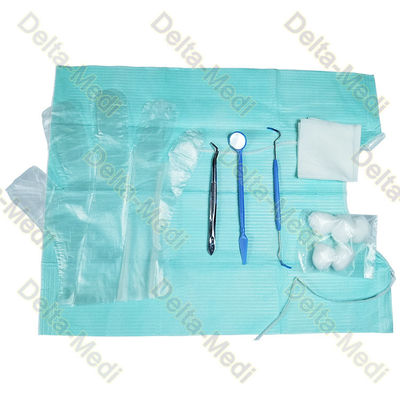 Le kit stérile jetable d'examen oral avec l'utilité drapent le speculum de bouche de Prob de forceps de bavoir de gants de boule de coton