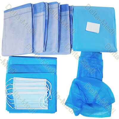 Sterile Surgical Gown Set With Surgical Gown Gauze Surgical Drape Mask Cap Wrap