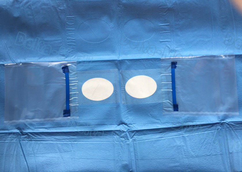 Chirurgical jetable stérile ophtalmique d'oeil drape l'alcool résistant avec deux trous et poches
