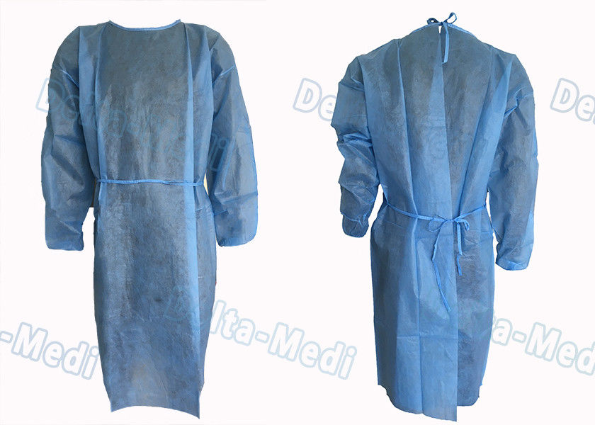 Robes protectrices jetables de longue douille, robes antipoussière confortables d'isolement de patient médical