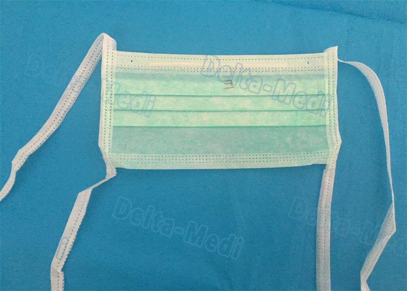 Vert masque protecteur non tissé de 3 plis, masques protecteurs médicaux jetables stériles