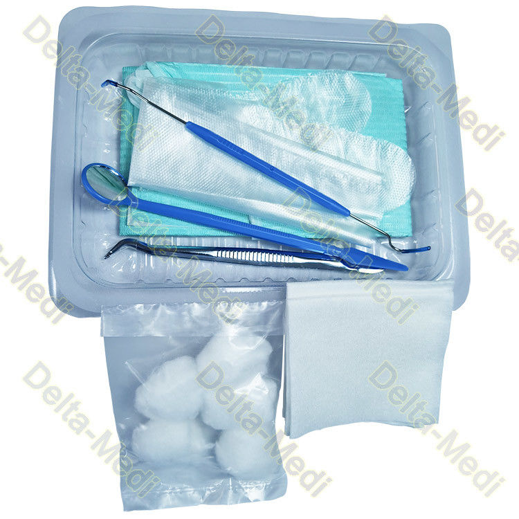 Le kit stérile jetable d'examen oral avec l'utilité drapent le speculum de bouche de Prob de forceps de bavoir de gants de boule de coton
